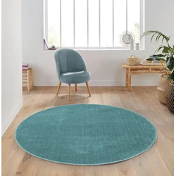 Rond Mono vloerkleed - Effen Modern - Blauw - Ø 120cm