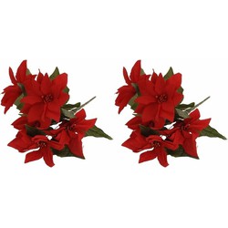 2x Bosje rode Kerststerren 30 cm - Kerststukjes