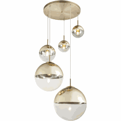 Moderne hanglamp met 5 lichtbollen | Glas | Hanglamp | transparent | Woonkamer | Eetkamer