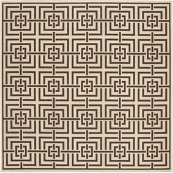 Safavieh Geometric Indoor/Outdoor Woven Area Rug, Beachhouse Collection, BHS128, in Creme & Brown, 201 X 201 cm