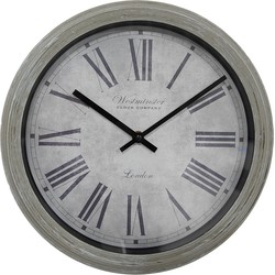 Clayre & Eef Wandklok  Ø 30x4 cm Grijs Kunststof Glas Westminster Clock Company London Muurklok