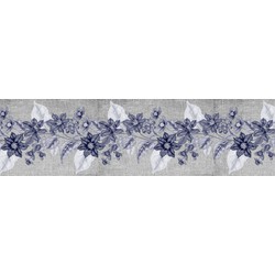 Sanders & Sanders zelfklevende behangrand vintage bloemen grijs en vergrijsd donker blauw - 14 x 500 cm - 600079