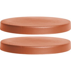 2x Stuks planten trolleys/multirollers rond terracotta kunststof 40 cm - Planten onderzetter