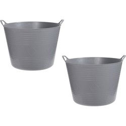 2x stuks flexibele kuip emmers/wasmanden rond lichtgrijs 40 liter - Wasmanden