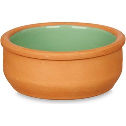 Set 6x tapas/creme brulee serveer schaaltjes terracotta/groen 8x4 cm - Snack en tapasschalen