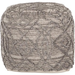 MUST Living Pouf Angel,40x40x40 cm, Natural/Grey, 81% wool 19% cotton