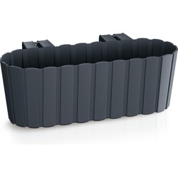 Plantenbak met haken antraciet grijs - 38cm - kunststof - balkon - Plantenbakken