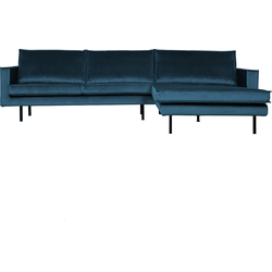 BePureHome Rodeo Chaise Longue Rechts - Velvet - Blauw - 85x300x155