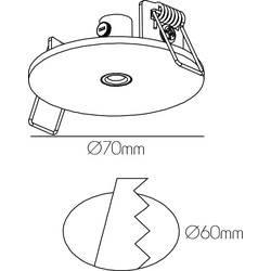70mm Ø60mm inbouw basis voor pendel - zwart