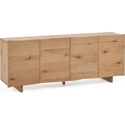 Kave Home - Rasha 4-deurs dressoir in eikenfineer met naturel afwerking, 180 x 71 cm