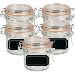 Weckpot/inmaakpot - 10x - 200 ml - glas - met beugelsluiting - incl. etiketten - Weckpotten