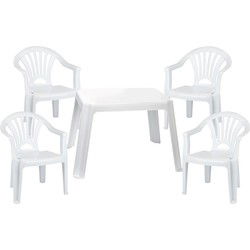 Kunststof kindertuinset tafel met 4 stoelen wit - Kinderstoelen