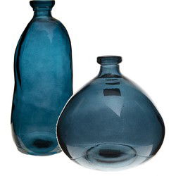 Atmosphera bloemenvazen set - 2x - blauw - organische vorm - glas - Vazen