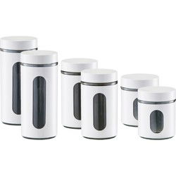 Set 6x keuken voedsel opslag voorraadpotten ivoor wit in 3 formaten - Voorraadblikken