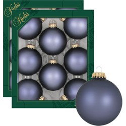 16x stuks glazen kerstballen 7 cm blue stone velvet - Kerstbal