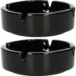 Luminarc Asbak - 2x - D11 cm - zwart - keramiek - Asbakken