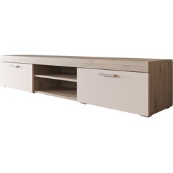 Meubella TV-Meubel Slim - Creme - Licht eiken - 200 cm