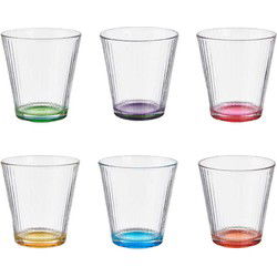 Vivalto Waterglazen/drinkglazen - 6x - kleurenmix - 310 ml - 9 cm - Drinkglazen