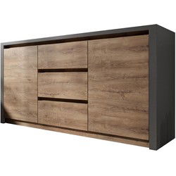 Meubella - Dressoir Monaco - Eiken - Grijs - 140 cm