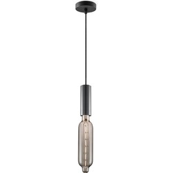 Home sweet home hanglamp Saga zwart Tube - smoke