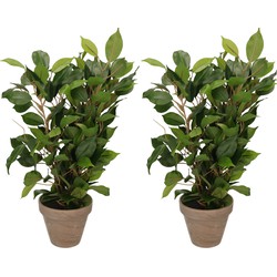 2x Groene ficus kunstplanten 40 cm - Kunstplanten