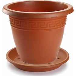 1x stuks bloempotten met onderschaal terra cotta rond diameter 50 cm - Plantenpotten