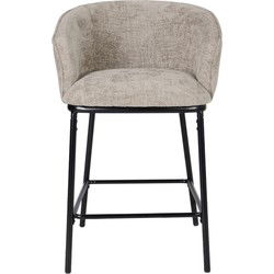 Barstoel Beige Stof - Zithoogte 65cm - Mae - Set van 2