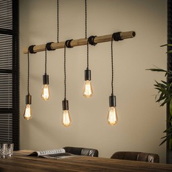 Hoyz - Hanglamp Bamboo Wikkel - 5 Lampen - 98x6x150