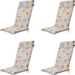 Madison -  Tuinstoelkussen Hoge Rug Florina purple - Ca. 120x50 cm - Set van 4