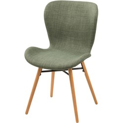 Gestoffeerde stoelen Livaras (2-delige set) - geweven stof/massief beukenhout - Olijfgroen, Morteens