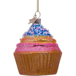 Vondels kerstbal cupcake  regenboog  8 cm