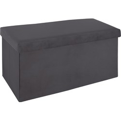 Atmosphera Poef/hocker/voetenbankje - opbergbox - donkergrijs - PO/MDF - 76 x 38 x 38 cm - Poefs