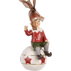 Clayre & Eef Kersthanger Elf Rood Kunststof