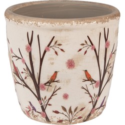 Clayre & Eef Bloempot  Ø 13x12 cm Beige Bruin Keramiek Takken Bloempot Binnen