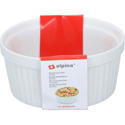 Alpina Ovenschaaltje - wit- rond - D14 cm - 1-persoons - braadslede - Ovenschalen