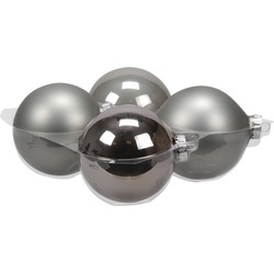 Othmar Decorations Grote kerstballen - 4x st - titanium grijs - 10 cm - glas - Kerstbal