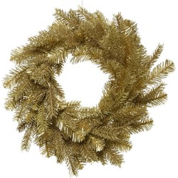Decoris Kerstkrans/dennenkrans - goud glitter - D50 cm - kunststof - Kerstkransen