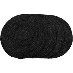 Bombay Placemat - Round placemat in braided dark grey jute S/4 Ã˜38 cm