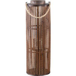 PTMD Lantaarn Zafria - 24x24x70 cm - Glas - Bruin