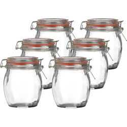 Urban Living Voorraadpot/bewaarpot - 10x - 750 ml - glas - met beugelsluiting - D11 x H14 cm - Voorraadpot