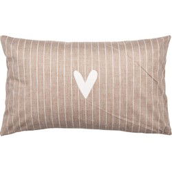 Clayre & Eef Kussenhoes 30x50 cm Bruin Polyester Rechthoek Hart