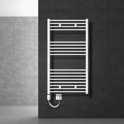 Elektrische badkamerradiator met verwarmingselement 900W 750x1200 mm wit recht met zijaansluiting LuxeBath