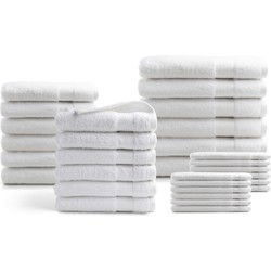 DoubleDry Hotel Handdoeken 30-delig Set - 100% Katoen 500 g/m2 - Zacht & Absorberend - Wit