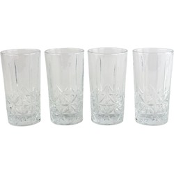 Orange85 Waterglazen - Longdrink - Set van 4 - Stevig - Sierlijk - Glazen - Water - Drinken - Reliëf - 4 stuks