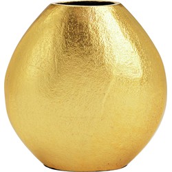 Cepewa Deco Metalen bloemenvaas - goud - Monaco de luxe - D16 x H16 cm - Vazen