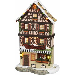 Luville Kerstdorp Elzas restaurant - 16.5x10x27 cm - Polyresin - Multi