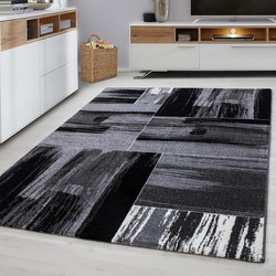 Tapijtenloods Basic Collection Modern Vloerkleed Zwart / Grijs Laagpolig- 120x170 CM