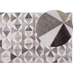 ALAKA - Laagpolig vloerkleed - Grijs - 160 x 230 cm - Koeienhuid leer