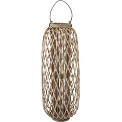 J-line - Lantaarn Willow Hout Grijs Large - 38.5x38.5x122cm