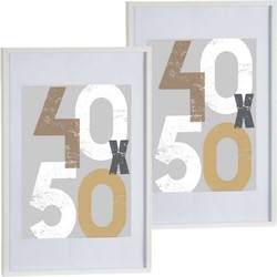 2x stuks houten fotolijst wit geschikt voor een foto van 40 x 50 cm of 50 x 70 cm - Fotolijsten
